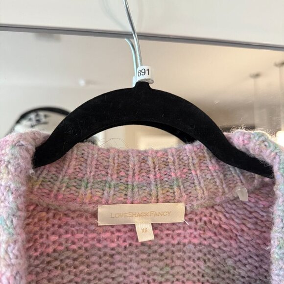 Loveshackfancy Womens Wilford Wool-Blend Boyfriend Cardigan, Pink Size XS - Picture 3 of 5